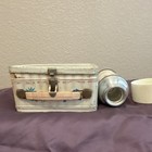 Vintage Floral Metal Lunch Box w/ Matching Thermos, White Pink Blue — photo 6