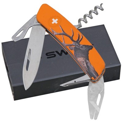 Swiza Multitool Tick Tool TTO03 Hirsch Motiv Anti Rutsch Mini Tool orange