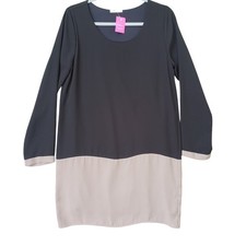 NWT New Everly Womens Medium 100% Polyester Long Sleeve Colorblock Shift Dress