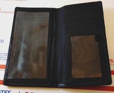 Vintage Genuine Leather Checkbook Cover Case Wallet Black Card Slots ID Holder