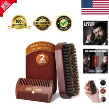 Luxury Beard Grooming Set with Boar Bristle Brush  Mustache Scissors