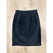 Global Identity G-III Vintage Black Suede Leather Pencil Skirt High Waist 26 3/4