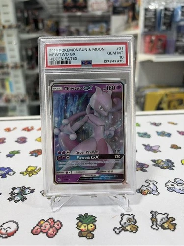 Pokémon Mewtwo GX TCG Holo Rare Card 31/68 Hidden Fates PSA 10