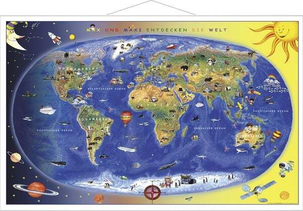Kinderweltkarte Lernposter Mit Metallbeleistung