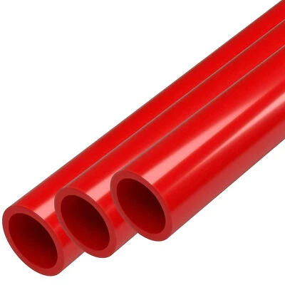 1/2" Sch 40 Furniture Grade PVC Pipe, 40"L, Red (3-PK), FORMUFIT-Made in US
