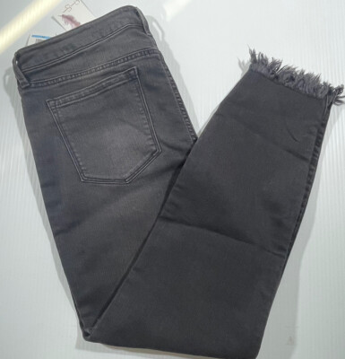 Jessica Simpson Dark Gray Kiss Me Fringe Ankle Skinny Cropped Jeans Pants  31