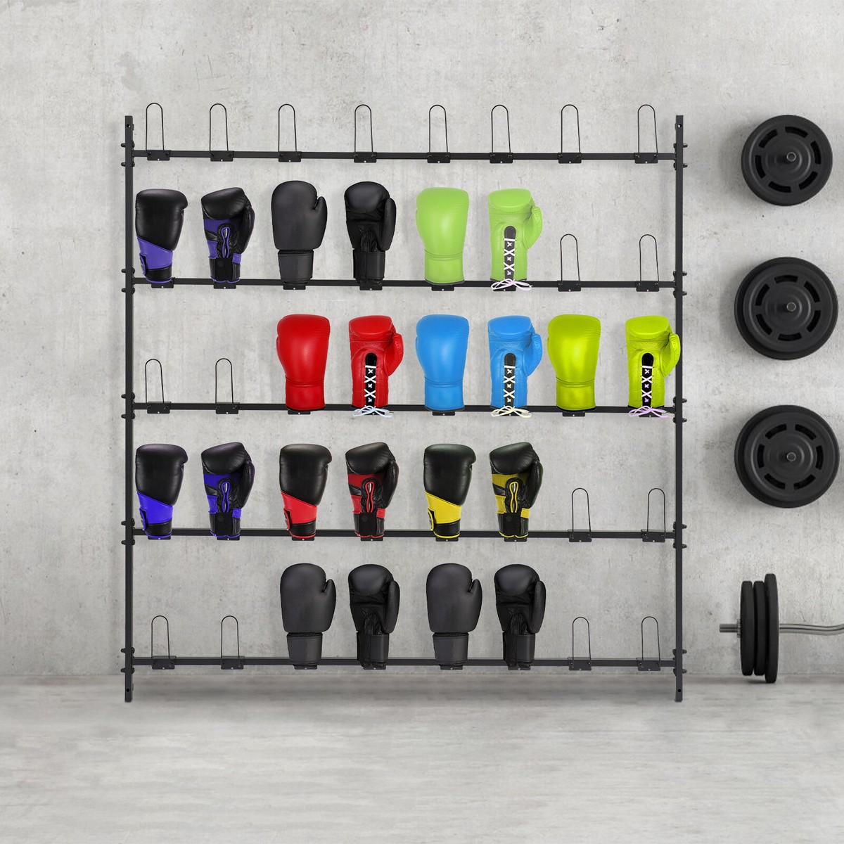 Tiers Boxing Glove Storage Rack Wall Mount Dryer Holds 20 Pairs