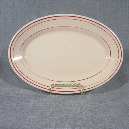 Vintage Wellsville China Ohio San Tan 9 7/8" Oval Plate Restaurant Ware 1957 EUC