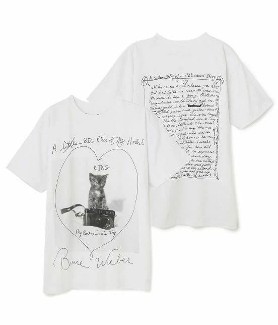 Bruce Weber Biotop 10C Cat Print photo T-shirt XL Size white cat Let'S Get Lost