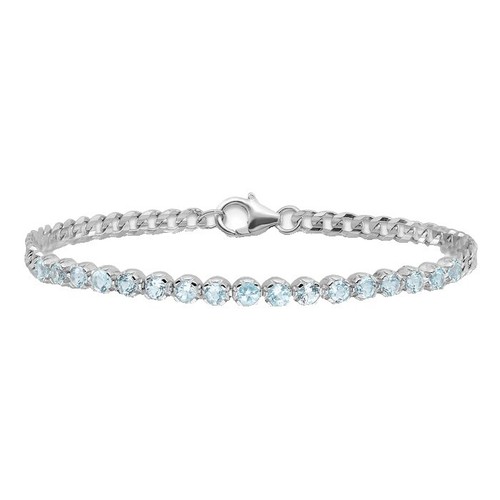 Beautiful ladies silver tone dainty bracelet stone slim 
