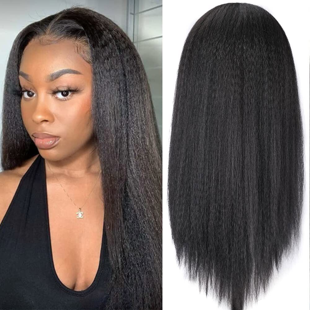 Yaki Straight Lace Front Wig 28-30 inches 30 Kinky Straight Lace Front Wig 180% Density Brazilian  main image 3