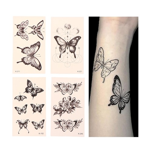 1 Sheet Temporary Tattoo Stickers Waterproof 3D Butterfly Flowers Body Art - Imagen 9 de 18
