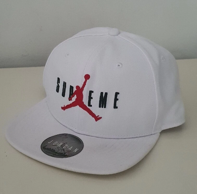 Casquette 6 panneaux blanche FW15 Supreme x Jordan chapeau Jumpman rare