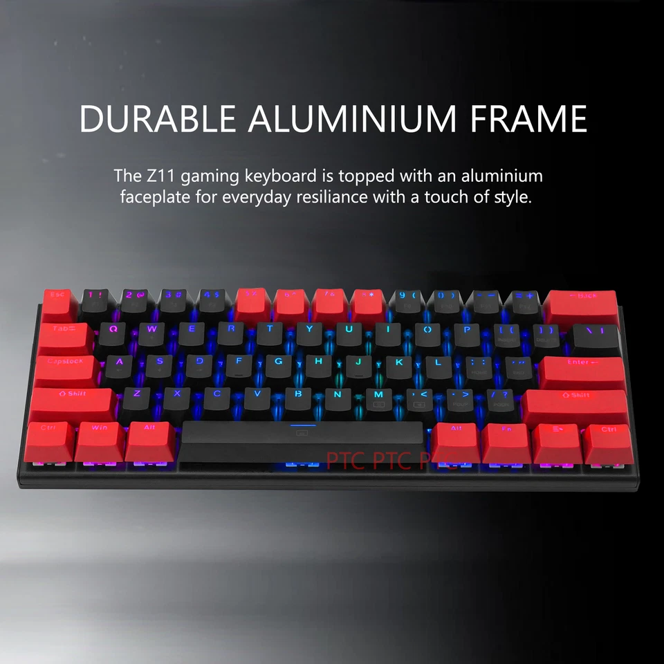 60% Compact Wired True Mechanical Gaming Keyboard 61 Keys RGB Backlit For PC PS4 - image 3 of 4