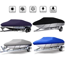 Waterproof Trailerable Runabout Boat Cover Fit V-Hull Tri-Hull Fishing Bass Boat