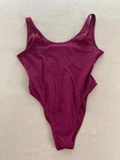 Zaful One Piece Swimsuit Womens Medium Purple Stretch Scoop Neck Wide Strap