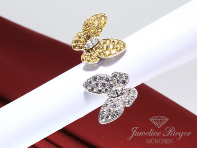 Van Cleef & Arpels Between the Finger Ring Deux Papillons Gold Diamanten Saphire