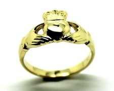 Genuine 9ct 375 Solid Yellow Gold Claddagh Celtic Friendship Ring In Your Size