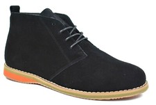 MENS LEATHER SUEDE BLACK BOOTS LACE UP ANKLE DESERT CHUKKA NAVY SHOES SIZES 6-12