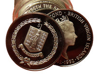 Proof Roll (20) British Virgin Islands 1992 Dollars~Columbus 100th Anniv~$500 CV