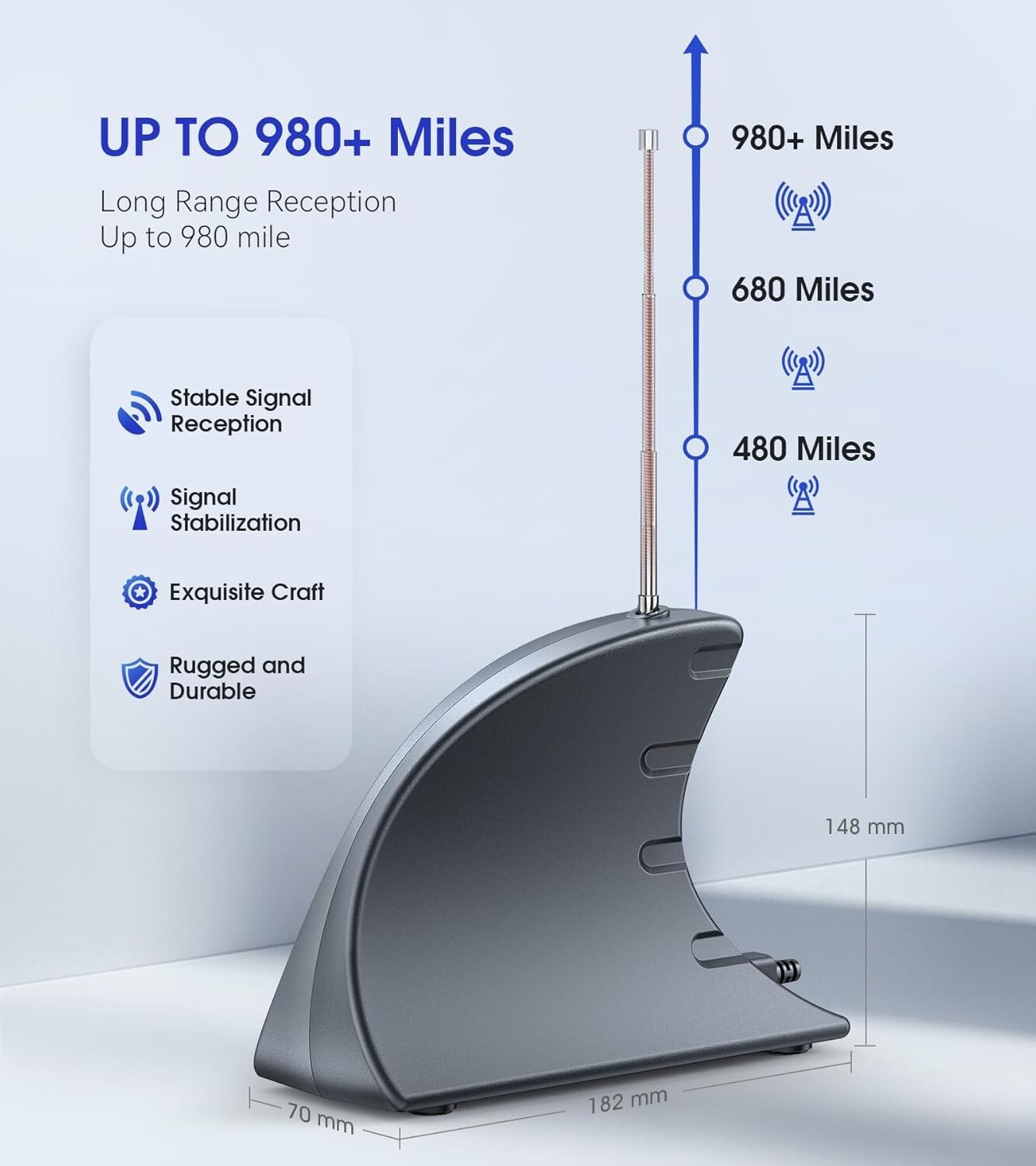 2024 Long Range Digital TV Antenna for Smart TV Indoor Outdoor 980+ Miles Clear Signal-image