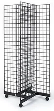 2' x 5' Grid Panel 4-Sided Floorstanding Display Fixture with Rolling Base.