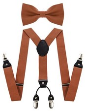 Rust Suspender and Silk Bow Tie Sets for Men 48