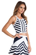 Parker Kingston Chevron Navy Top Size L and Mini Skirt Size M Set