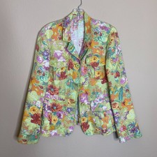 Etro Blazer Jacket Size 44 Multi Color Floral Linen Pockets Italy