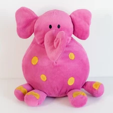 Commonwealth Plump Pets Elephant 2006 8" Plush Pink Fuchsia Yellow Spots Dots