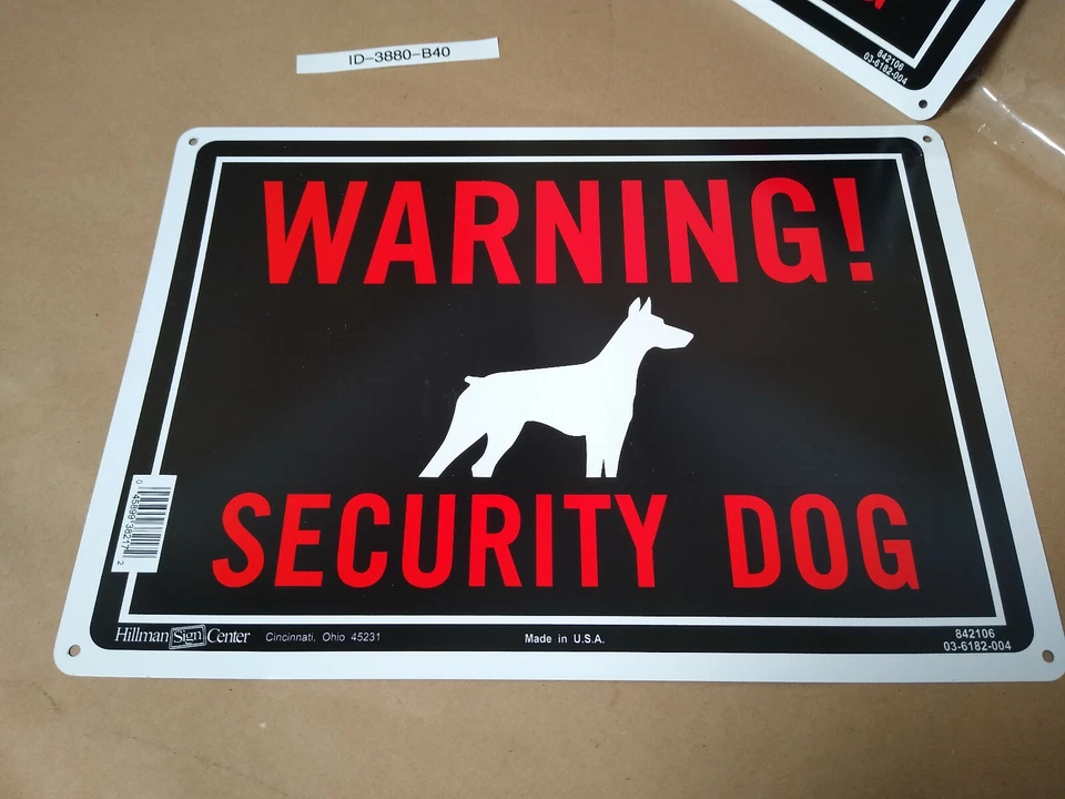 NEW "Warning! Security Dog" Sign Alum Sturdy Signs 10" x 14" Hillman SET OF TWO - Image 2 of 4