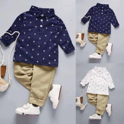 Baby Kids Boys Gentleman Tops Pants Set Tracksuit 2Pcs Toddler Outfits Clothes