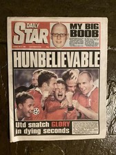 The Daily Star Newspaper Manchester United 1999 Treble Winning Full Paper