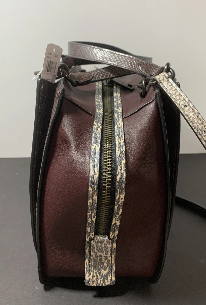 Coach Dreamer 36 Color Block Exotic Black Multi Leather Satchel Bag New