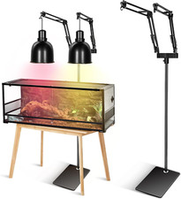 Reptile Heat Lamp Stand, Dual Reptile Light Stand with Two Flexible Brackets, Ad
