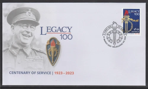 AUSTRALIA 2023 - Centenary of Service of LEGACY $1.20 single Gummed stamp on FDC