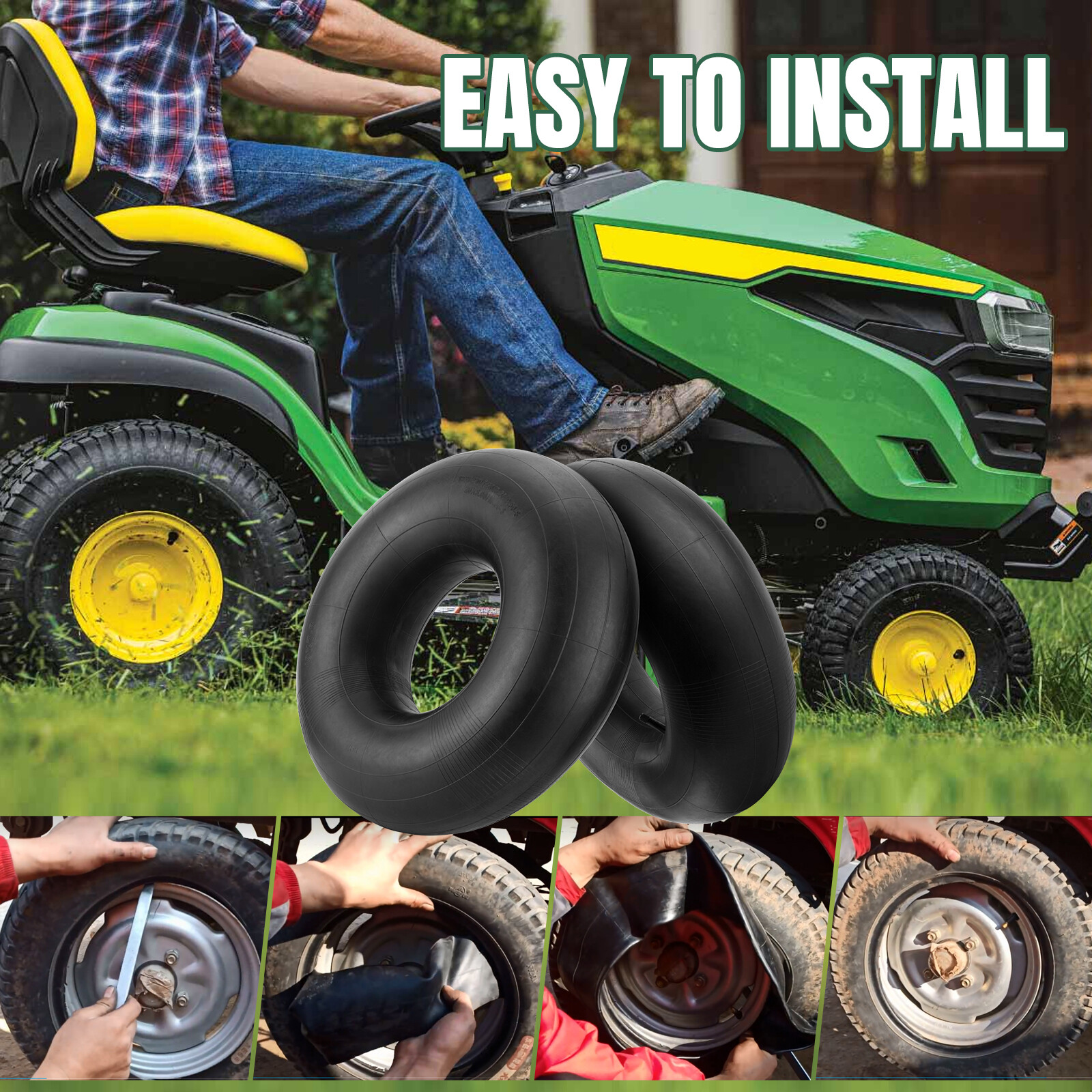 2Pcs 20x8.008 / 20x10.008 Lawn Mower Inner Tube TR13 Valve Stem 20x10