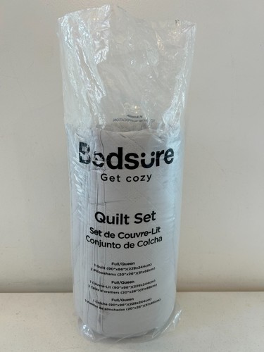 Bedsure Get Cozy Full / Queen 90" x 96" Quilt & Pillowshams Gray Comforter Set - Picture 3 of 5