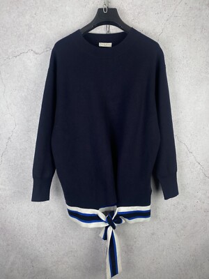 Sandro Paris Oversized Viskose Navy Pampa Tie Sweater Pullover Größe 1 / S