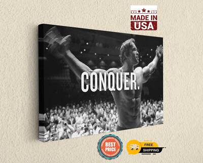 Arnold Schwarzenegger Conquer Gym Canvas Decor Motivation Art Canvas Print