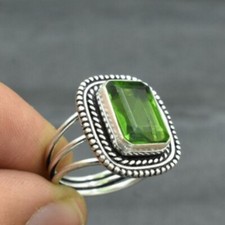 Peridot Gemstone 925 Sterling Silver Handmade Boho Ring Gift For Her C-547