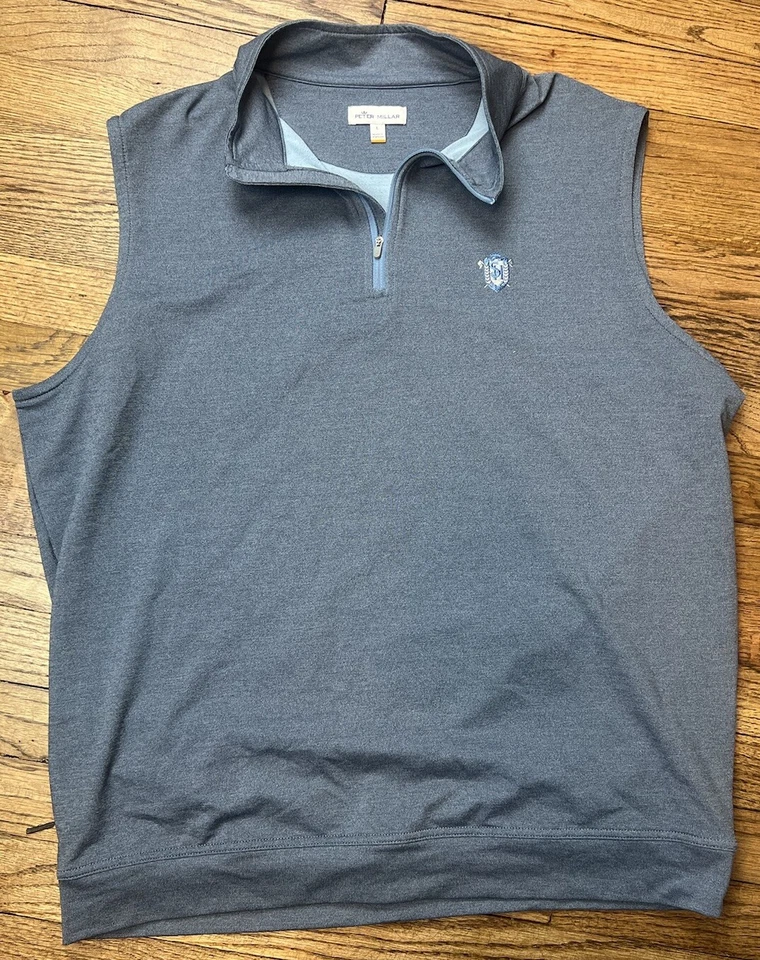 Peter Millar Crown Sport Performance Golf Vest 1/4 Zip Blue Men’s Sz Large - Image 2 of 4