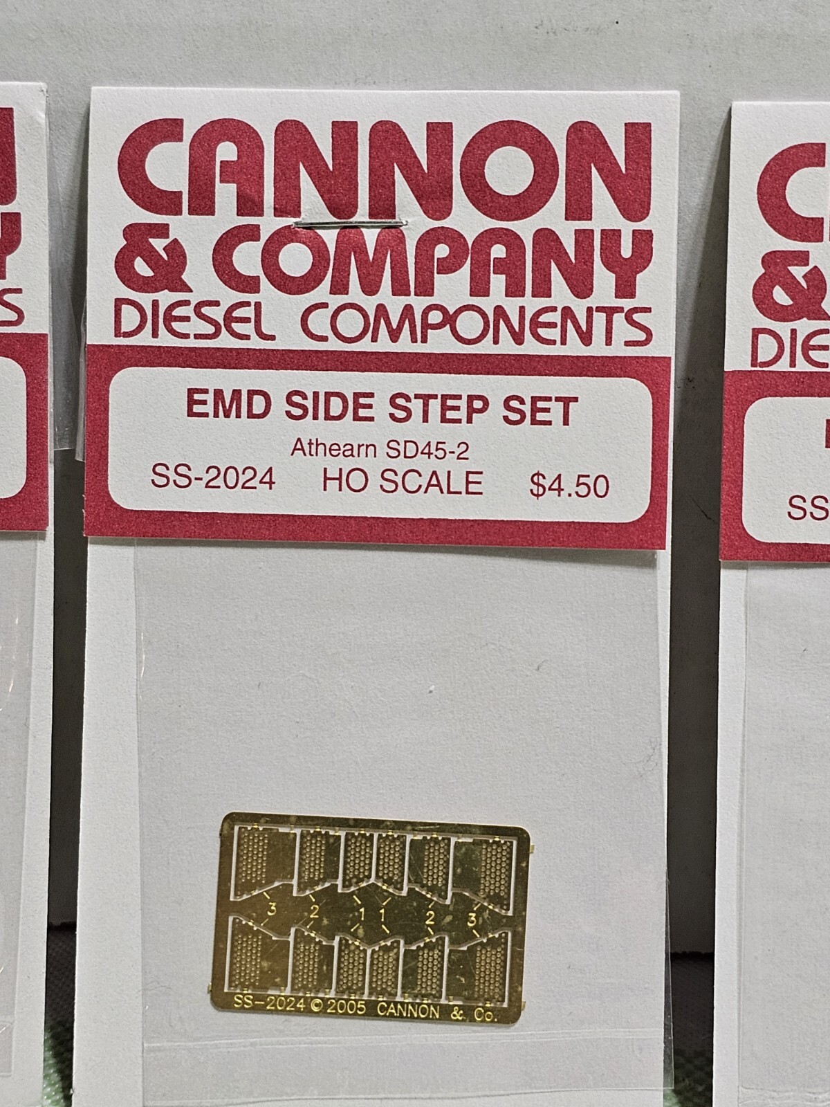 6 Cannon Co. EMD Side Steps SS-2023,2024, 2025,2026,2028, Plate FP-2027 HO BRASS