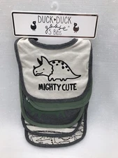 Duck Duck Goose Baby Boys' 5-Pack Dinosaur Bib Bibs NEW