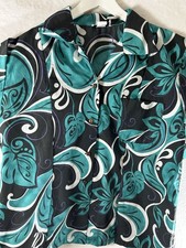 Vintage Malihini Hawaii Shirt, Women  s Large Green  Black Floral Free Ship