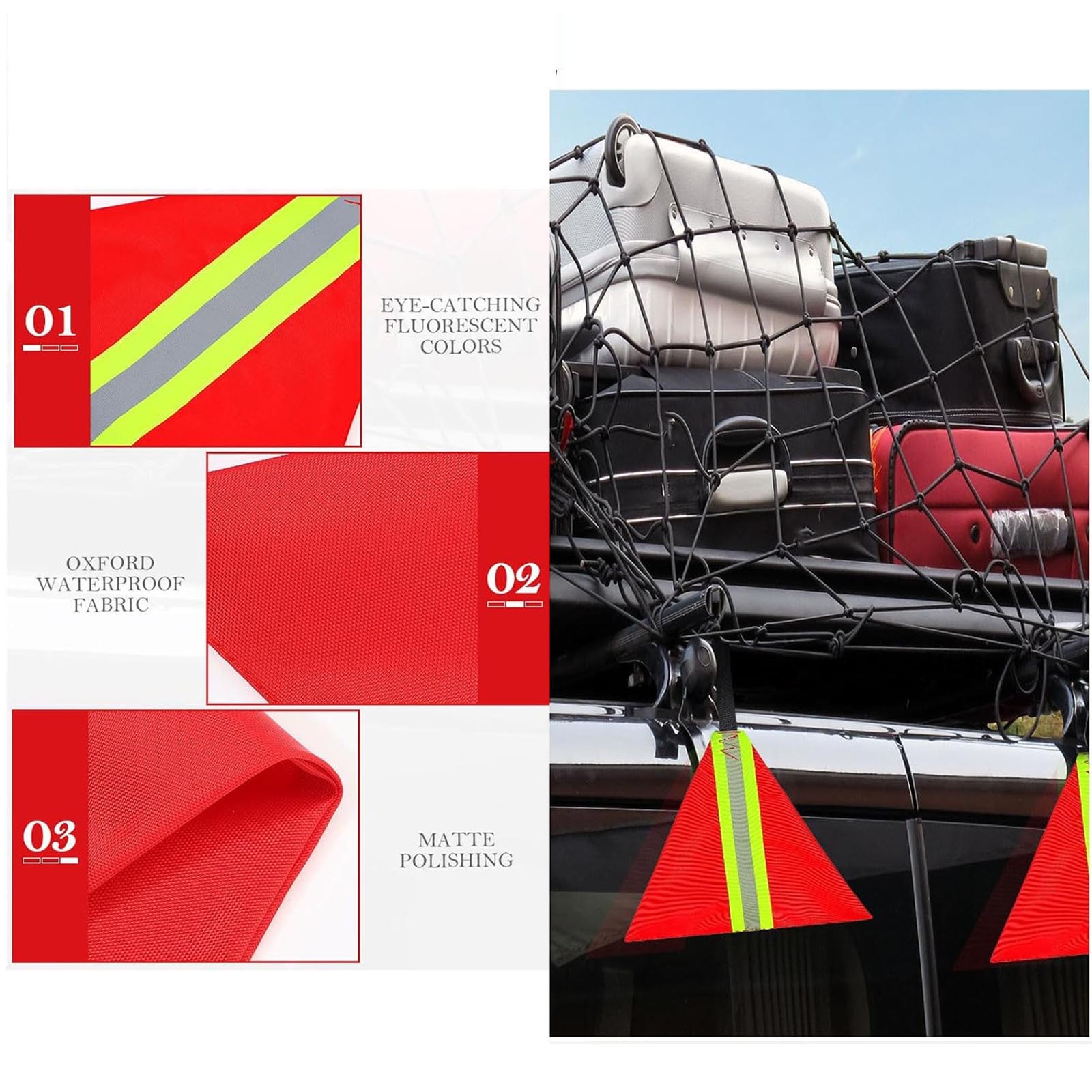 4PCS Red Reflective Safety Flags For Trucks Bikes Recommended