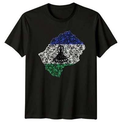Lesotho Flagge Karte Polygonal Mesh T-Shirt Afrika Geschenk für Sie und Ihn