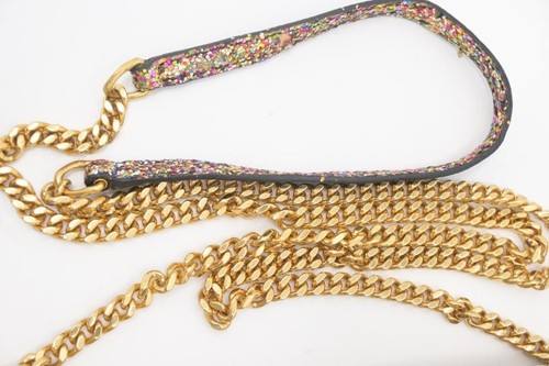 Saint Laurent Schultertasche Glitzer Kette goldfarbene Hardware Vintage von JP gebraucht - Bild 12 von 18