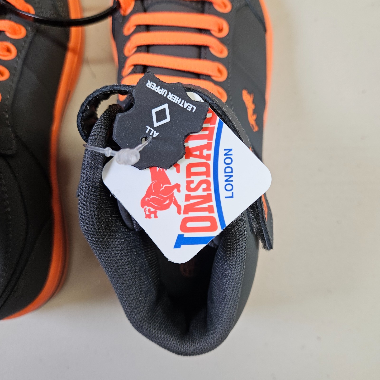 Lonsdale Kids Hi Top Trainers Grey Orange UK C13 EU 31.5 image 6