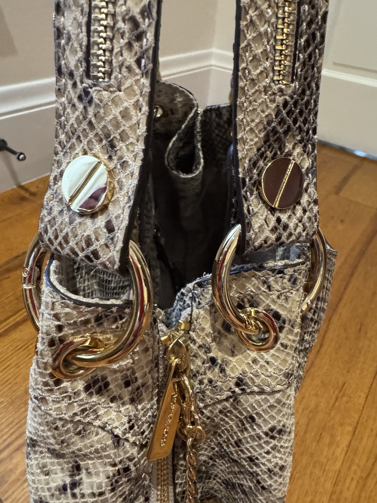 Michael Kors Python Effect Shoulder Bag With Gold… - image 5